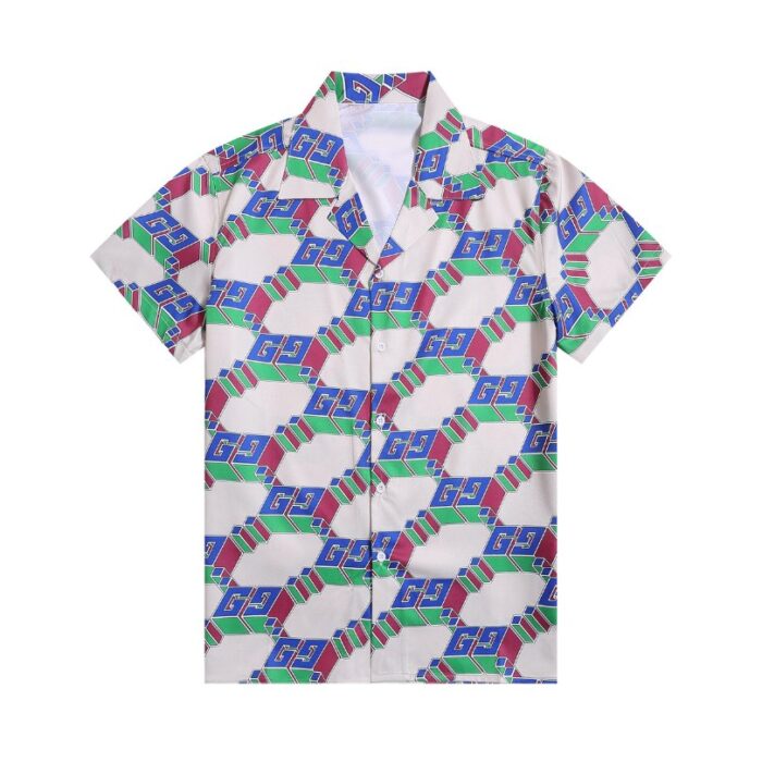 Set Gucci Multicolor GG Pattern Shirt and Shorts GC003 - Image 2