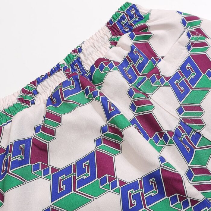 Set Gucci Multicolor GG Pattern Shirt and Shorts GC003 - Image 7