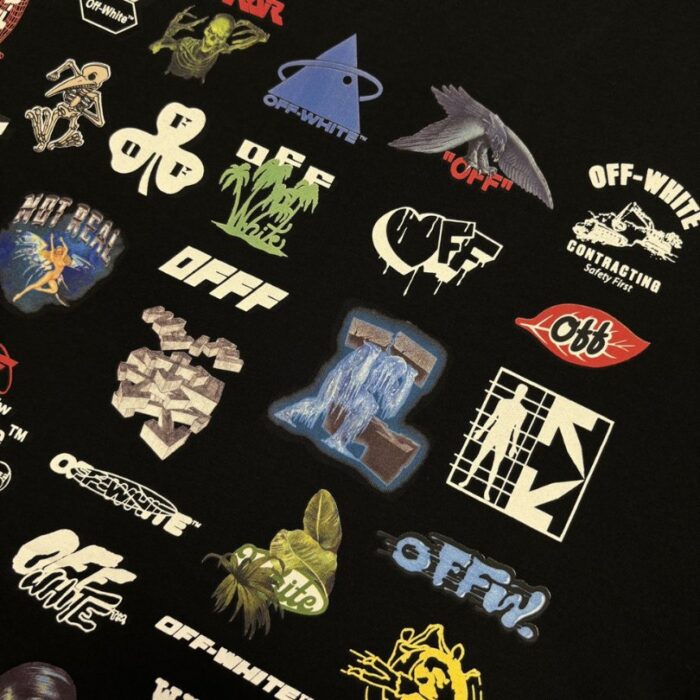 T-shirt Off-White Multi Logo Graphic Black Oversized OFF002 - Image 4