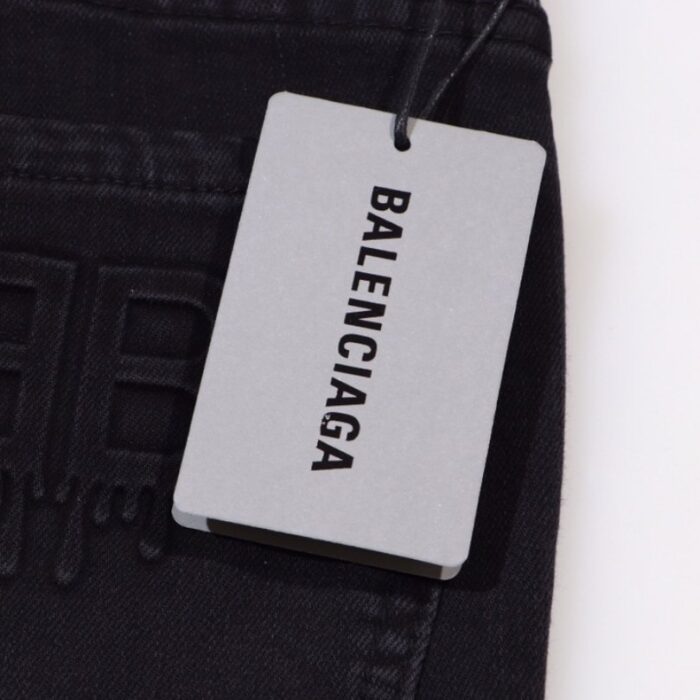 Jeans Balenciaga Logo Waistband Black BL030 - Image 7