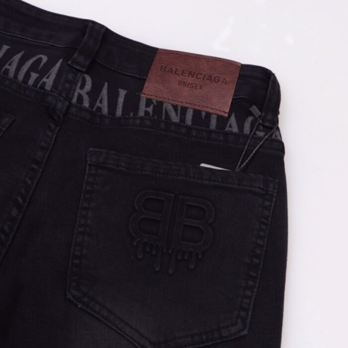 Jeans Balenciaga Logo Waistband Black BL030 - Image 5