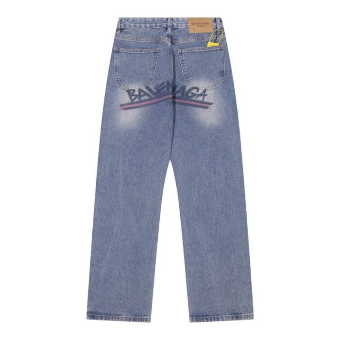 Jeans Balenciaga Logo Vintage Blue BL018 - Image 3