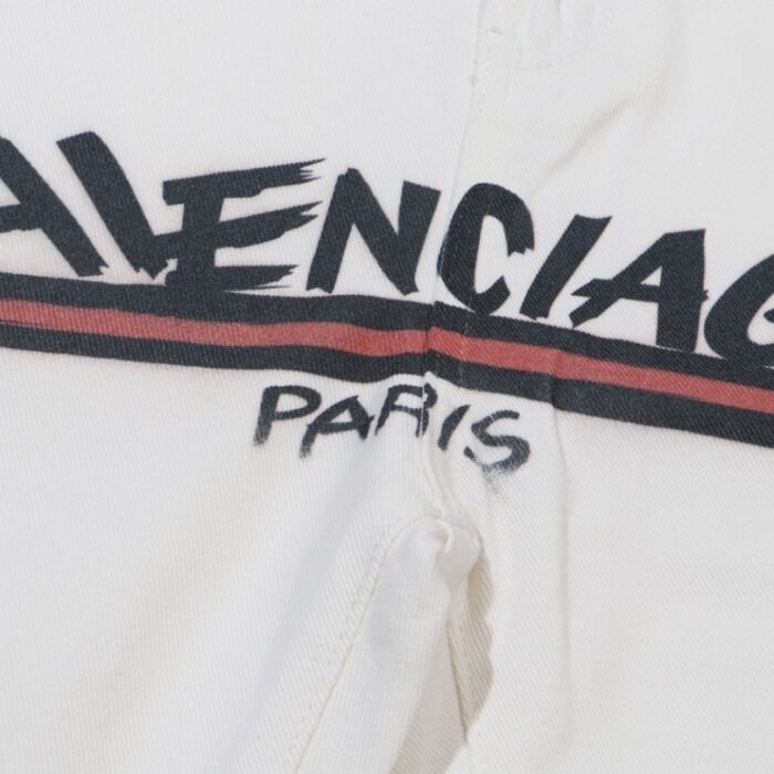 Jeans Balenciaga Logo Vintage White BL019 - Image 5