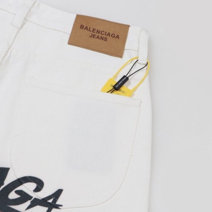 Jeans Balenciaga Logo Vintage White BL019 - Image 4