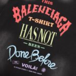 T-shirt Balenciaga Graphic Slogan Distressed Black BL010 - Image 4