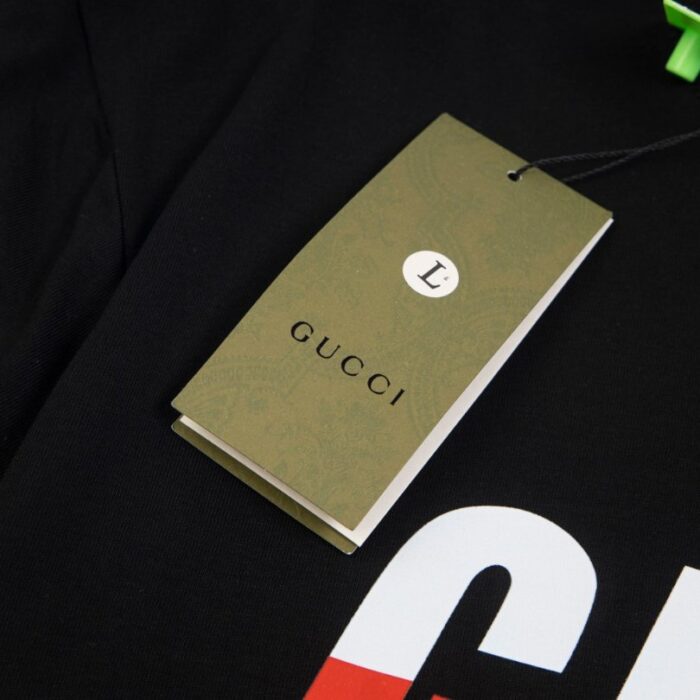 T-shirt Gucci Red Gradient Logo Black GC039 - Image 7