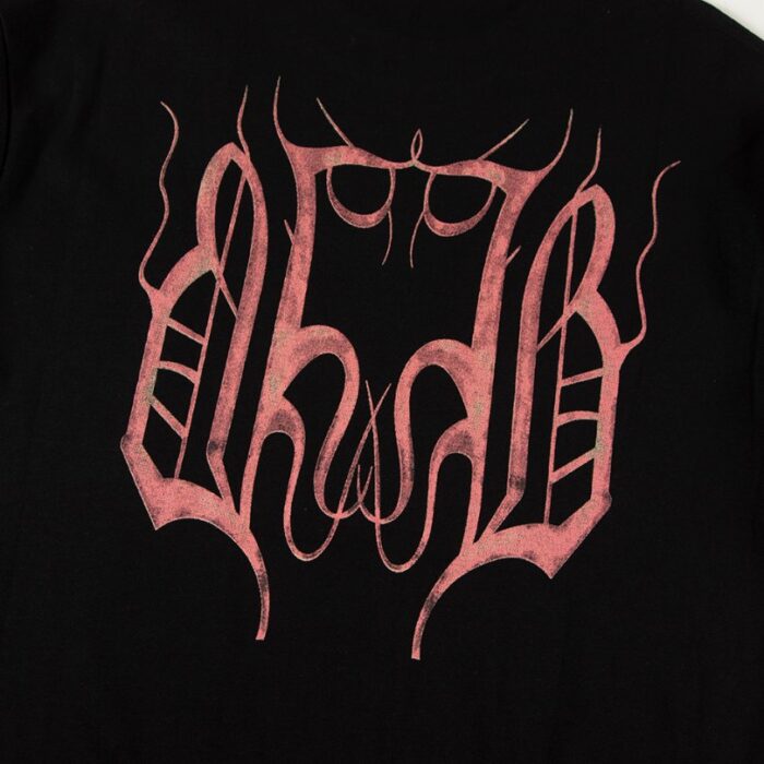 T-shirt Balenciaga BB Gothic Print Black BL036 - Image 6