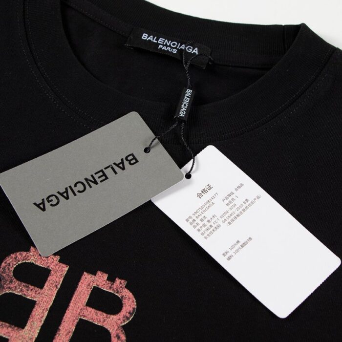 T-shirt Balenciaga BB Gothic Print Black BL036 - Image 7