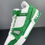 Louis Vuitton Trainer Green Monogram Denim White - Image 7