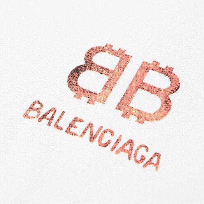 T-shirt Balenciaga BB Gothic Print White BL035 - Image 5