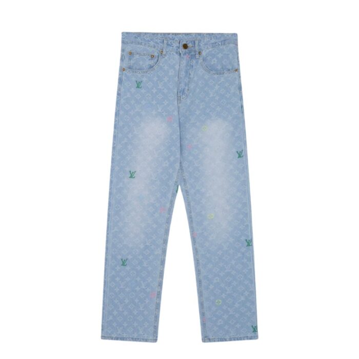 Jeans Louis Vuitton Monogram Light Wash Denim LV006 - Image 2