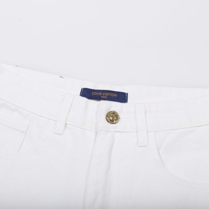 Jeans Louis Vuitton White Monogram Pocket Detailing LV003 - Image 4