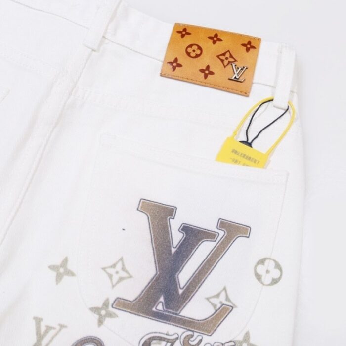 Jeans Louis Vuitton White Monogram Pocket Detailing LV003 - Image 5