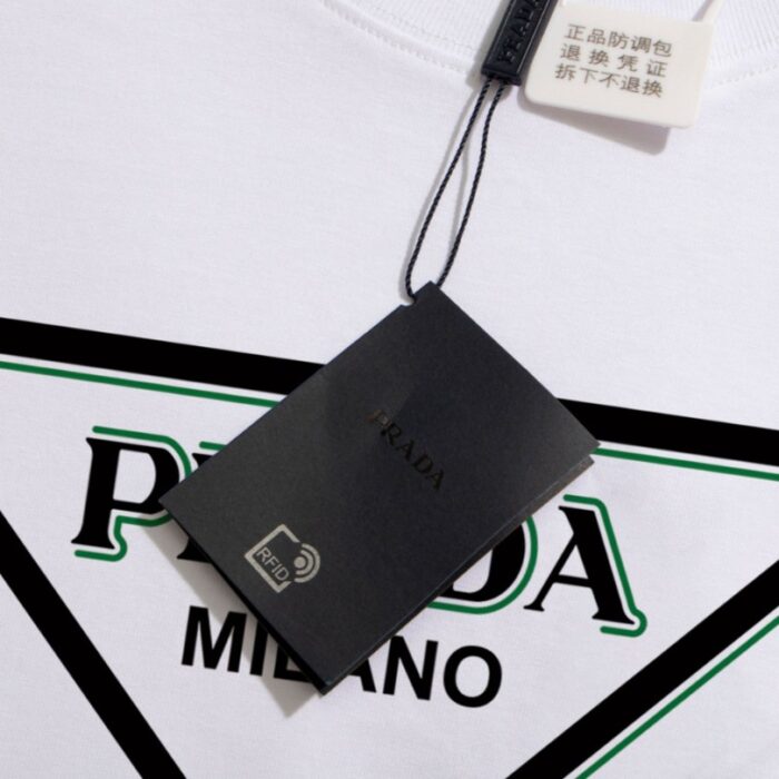 T-shirt Prada Milano Triangle Logo White PD021 - Image 9