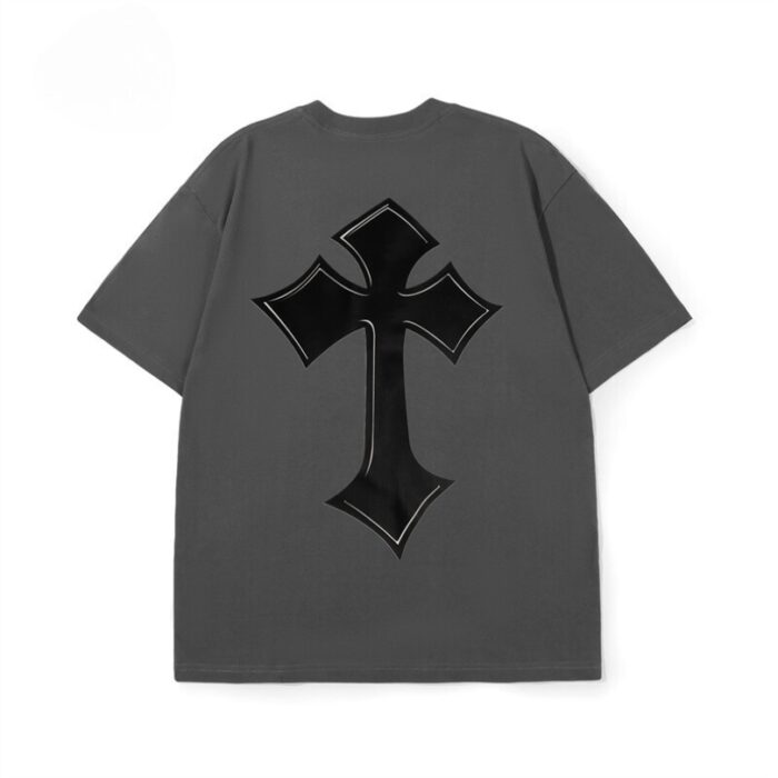 T-shirt Chrome Hearts Large Cross Grey Logo CH019 - Image 2