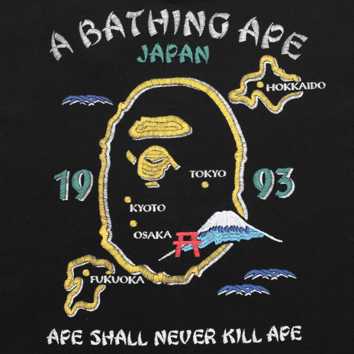 T-shirt BAPE Japan Map Embroidery Black BP010 - Image 6