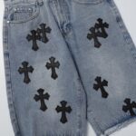 Shorts Chrome Hearts Black Cross Denim CH056 - Image 5