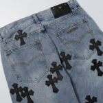 Shorts Chrome Hearts Black Cross Denim CH056 - Image 4