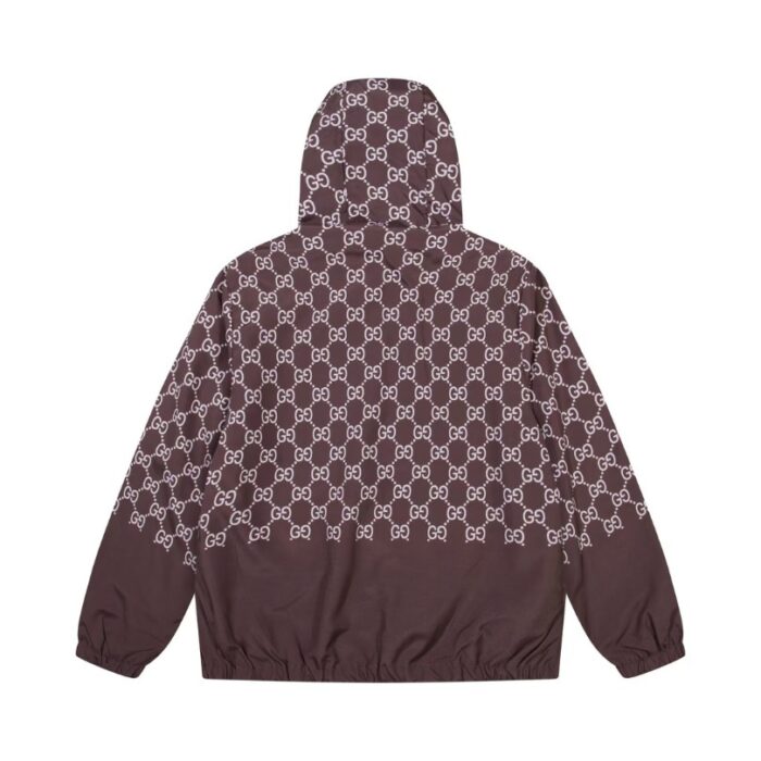 Jacket Gucci Monogram Hooded Brown GC098 - Image 2