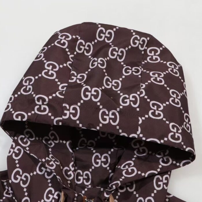 Jacket Gucci Monogram Hooded Brown GC098 - Image 4