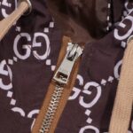 Jacket Gucci Monogram Hooded Brown GC098 - Image 8