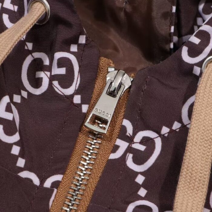 Jacket Gucci Monogram Hooded Brown GC098 - Image 8