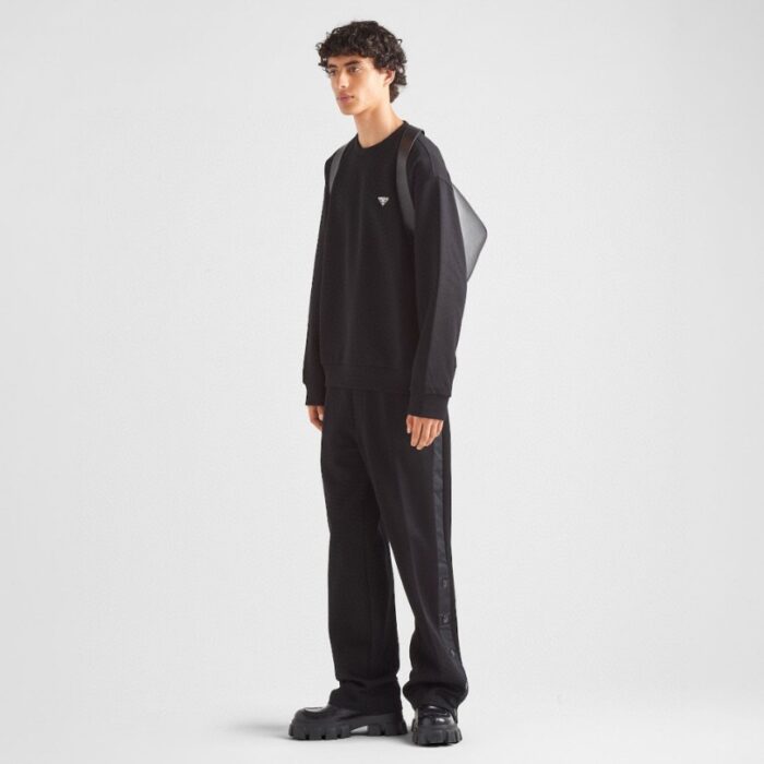 Sweatshirt Prada Black Logo Crewneck PD045 - Image 11