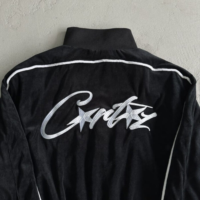 Tracksuit Corteiz Velour Black with White Logo CZ007 - Image 9