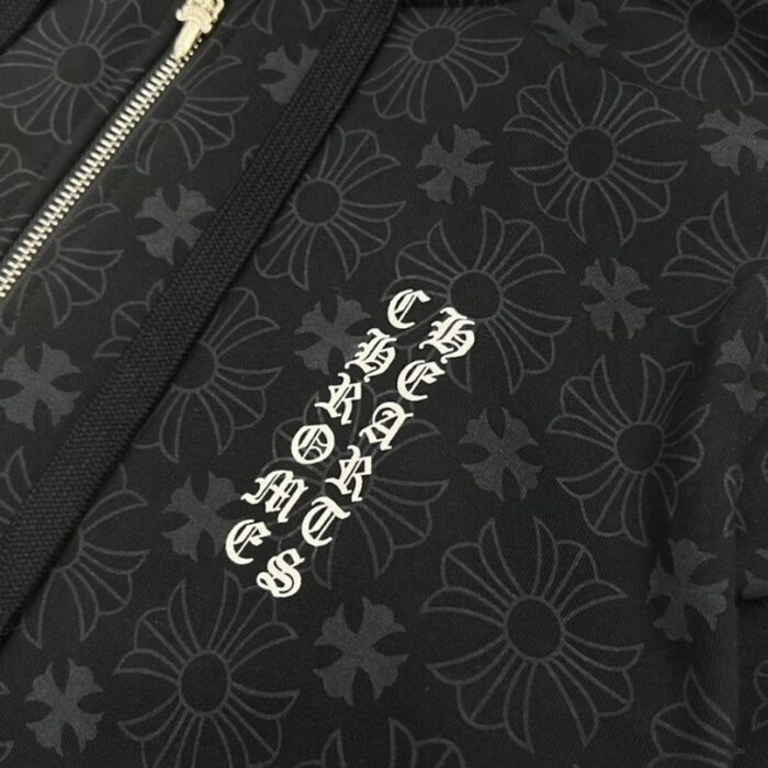 Hoodie Chrome Hearts Hearts Zip Black Monogram CH063 - Image 10