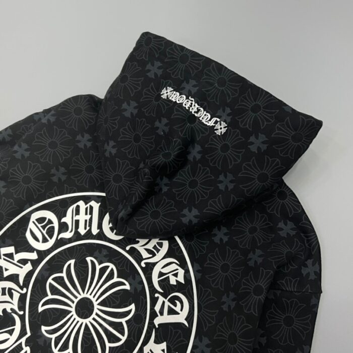 Hoodie Chrome Hearts Hearts Zip Black Monogram CH063 - Image 6