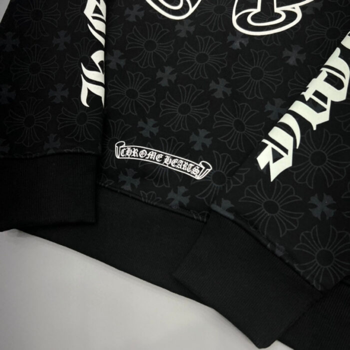 Hoodie Chrome Hearts Hearts Zip Black Monogram CH063 - Image 8