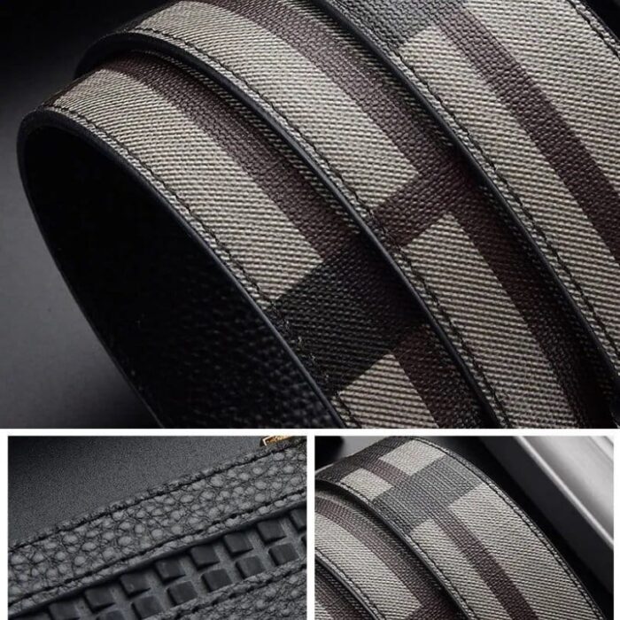 Belt Burberry Plaid with Metal B Buckle BY007 - Image 4