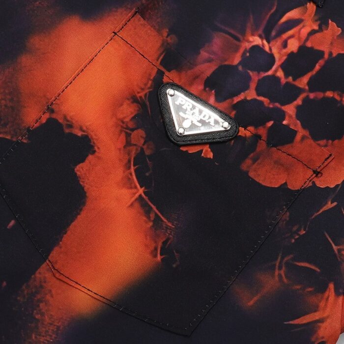 Shirt Prada Orange Black Graphic Print PD031 - Image 4