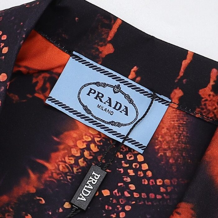 Shirt Prada Orange Black Graphic Print PD031 - Image 14