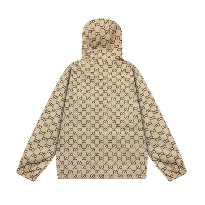 Jacket Windbreaker Gucci Monogram Beige Brown GC112 - Image 5