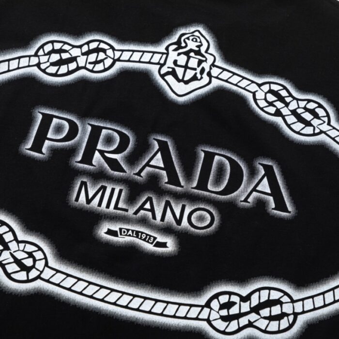 T-shirt Prada Milano Rope Logo Black PD007 - Image 4