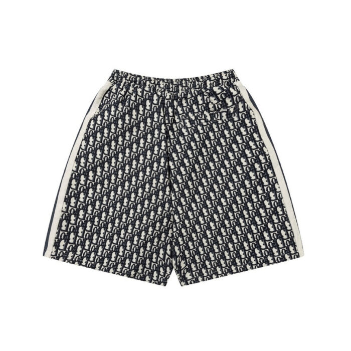 Shorts Dior Monogram Navy Side Stripes DO060 - Image 2
