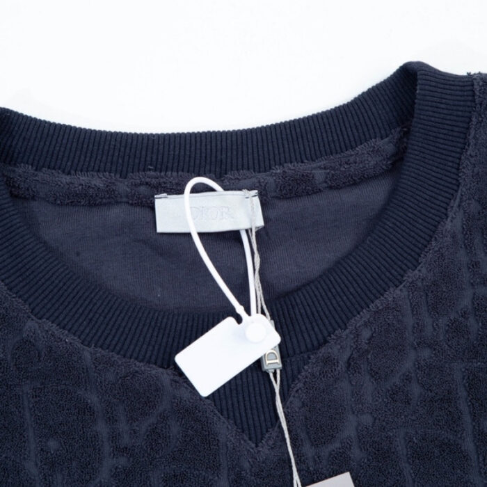 T-shirt Christian Dior Embossed Monogram Navy DO051 - Image 9