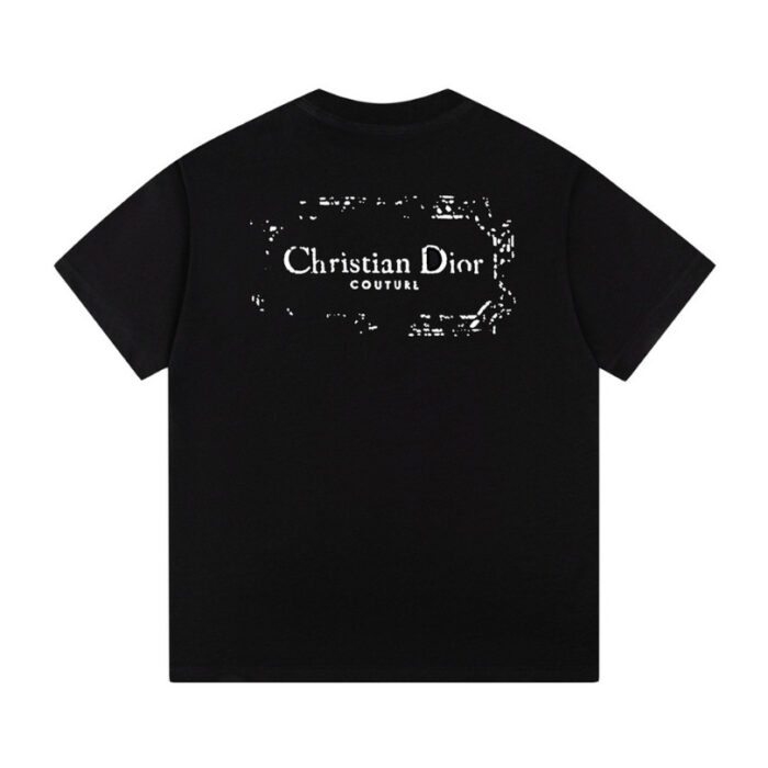 T-shirt Dior Black Distressed Logo Couture DO065 - Image 2