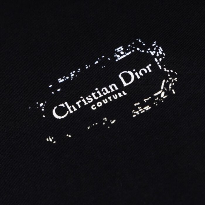 T-shirt Dior Black Distressed Logo Couture DO065 - Image 4