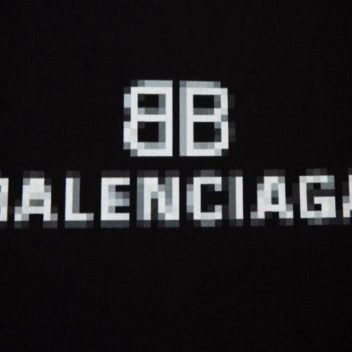 T-shirt Balenciaga BB Pixel Logo Black BL068 - Image 4