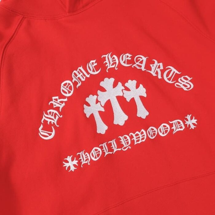 Hoodie Chrome Hearts 3 Cross Red CH133 - Image 4