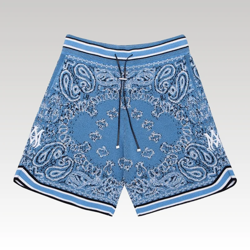 Amiri Bandana Crochet Basketball Shorts Blue - Drip Slum