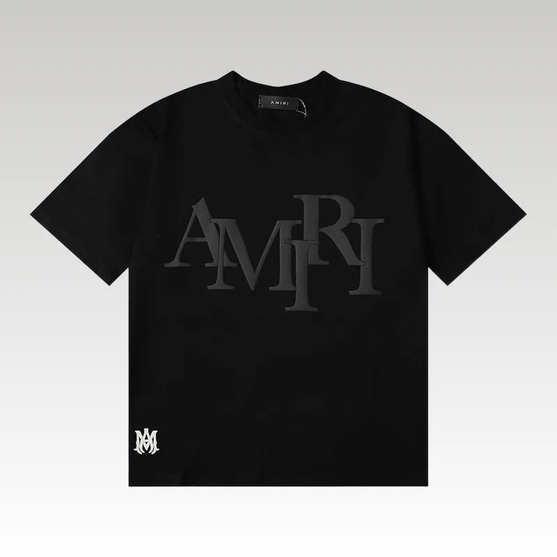Home Basic 29 Amiri Staggered Logo Black T-Shirt - Drip Slum