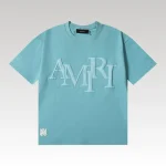 Amiri Staggered Logo Blue T-Shirt - Drip Slum