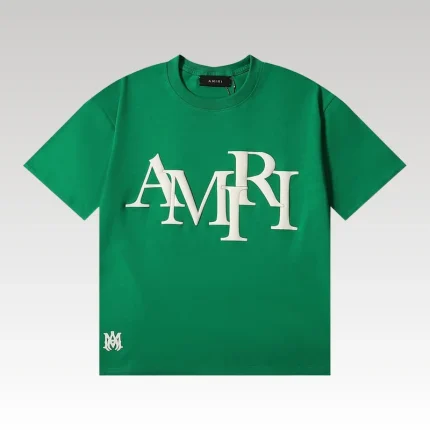 Amiri Staggered Logo Green T-Shirt - Drip Slum