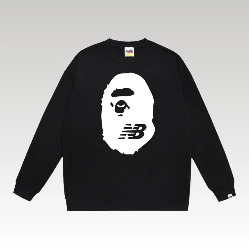 Home Basic 762 BAPE x New Balance Logo Sweatshirt Black BP062 - Drip Slum