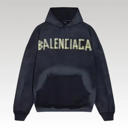 Hoodie Balenciaga BB Distressed Logo Black BL063 - Drip Slum