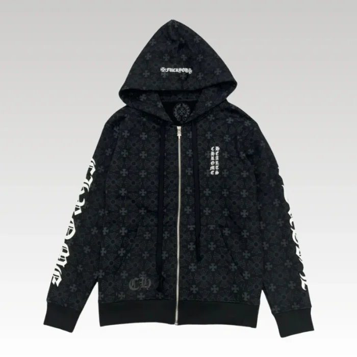 Hoodie Chrome Hearts Hearts Zip Black Monogram CH063 - Drip Slum