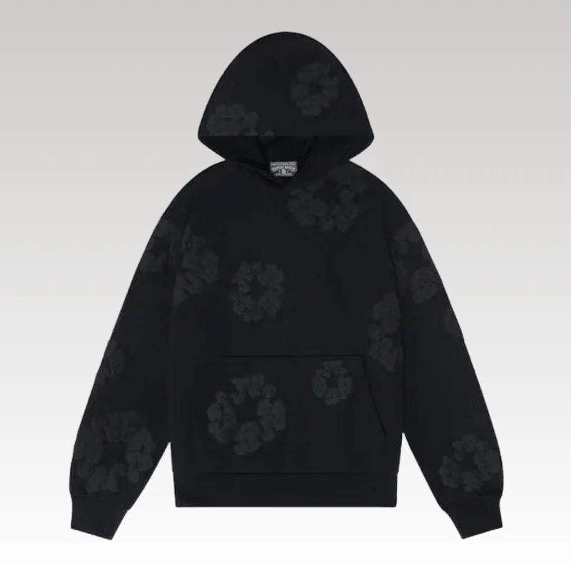 Hoodie Denim Tears Cotton Wreath Black Monochrome - Drip Slum